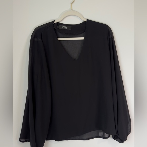 black chiffon blouse L - Picture 1 of 6
